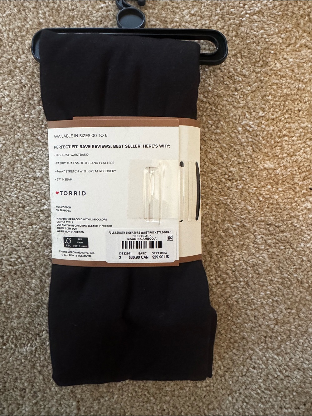 torrid Black Full-Length Leggings with Signature Waistband - Picture 2 of 2